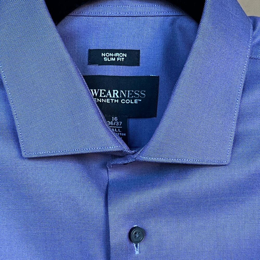 Kenneth Cole Awearness Men's Dress Shirt - blue Size 16 Slim Fit